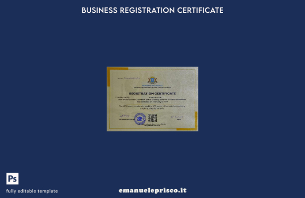 modello di certificato di registrazione della Somalia in stile verificato 1